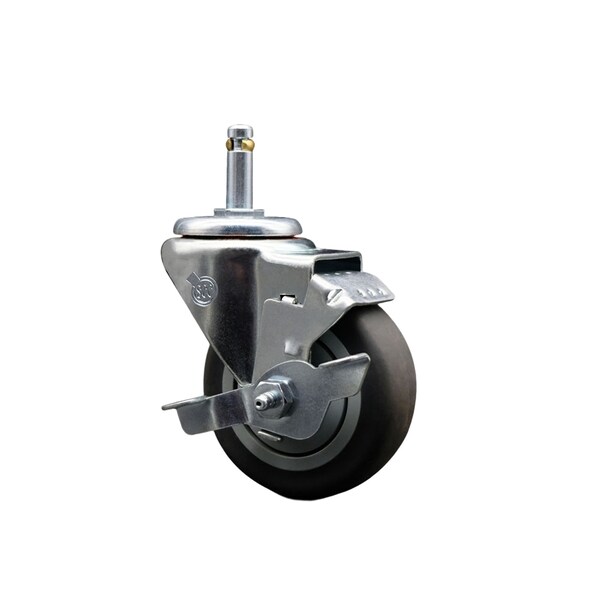 3.5'' Thermo Rubber Wheel Swivel 7/16'' Grip Ring Stem Caster with Brake